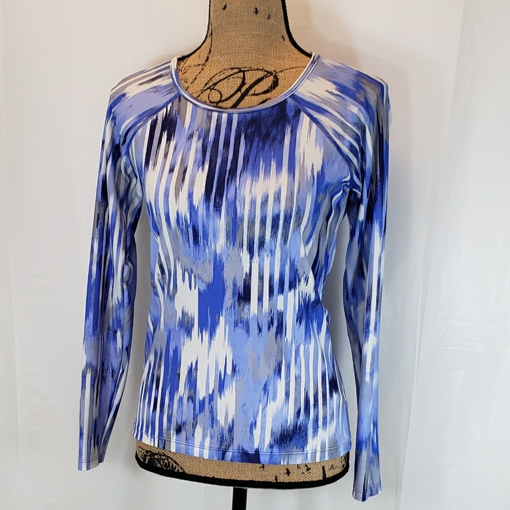 Athleta Top Blue Painted Long Sleeve